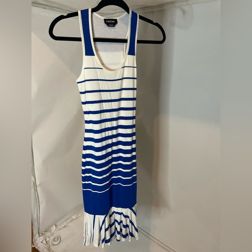 Bebe Blue and White Striped Dress size xsmall